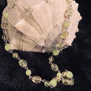 Vintage Green Glass Beaded Necklace